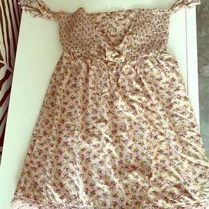 Pink off shoulder flowery summer dress